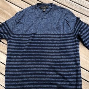 Banana Republic Men's Silk-Linen Sweater, Blue with Navy Stripe, Crewneck, XS